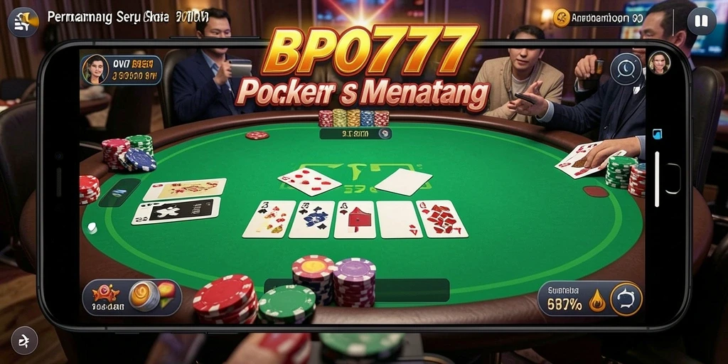 Tampilan gameplay seru di BPO777 dengan pemain berkompetisi di meja Poker.