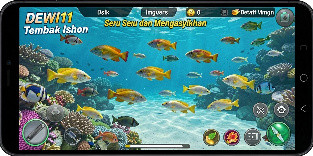 Menampilkan gameplay seru dari permainan Tembak Ikan DEWI11.