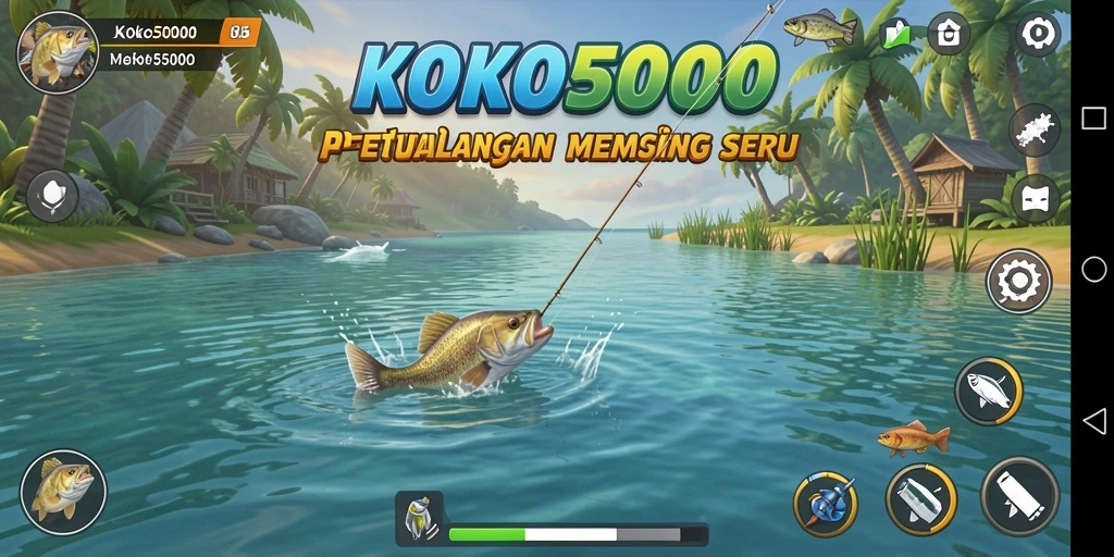Screenshot KOKO5000 menampilkan pengalaman memancing yang mendebarkan dan grafis menawan.