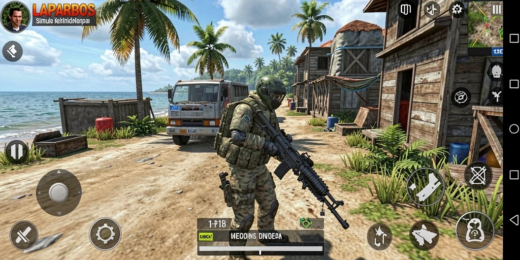 Tangkapan layar utama dari LAPARBOS yang menunjukkan suasana gameplay yang realistis.