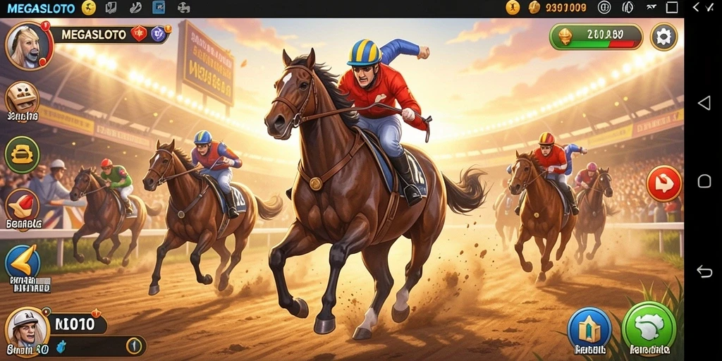 Tampilan menarik dari gameplay balapan di MEGASLOTO.
