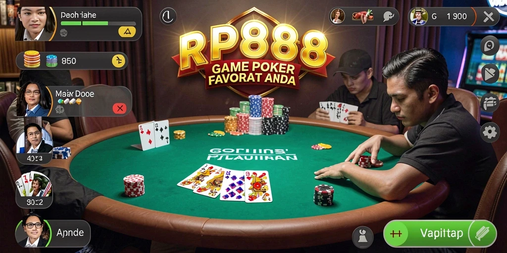 Tampilan gameplay seru dari RP888 saat memainkan poker online.