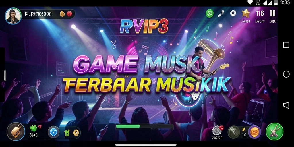 Screenshot gameplay RPVIP3 menampilkan momen seru bermain musik.