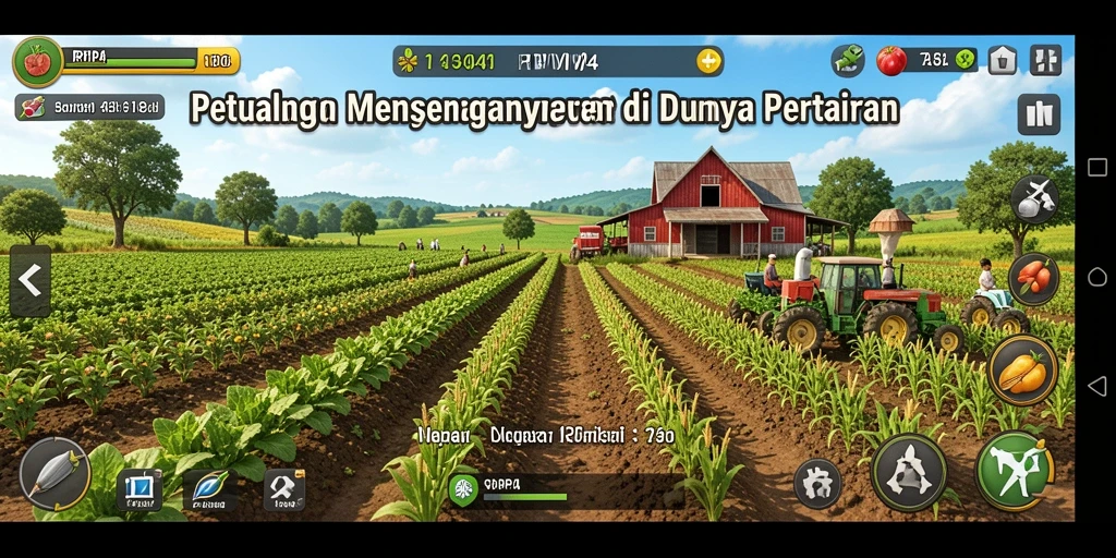 Tampilan gameplay RPVIP4 yang menggambarkan aktivitas bertani.