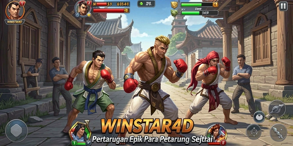 Tampilan gameplay WINSTAR4D yang seru dan mendebarkan saat pertarungan.